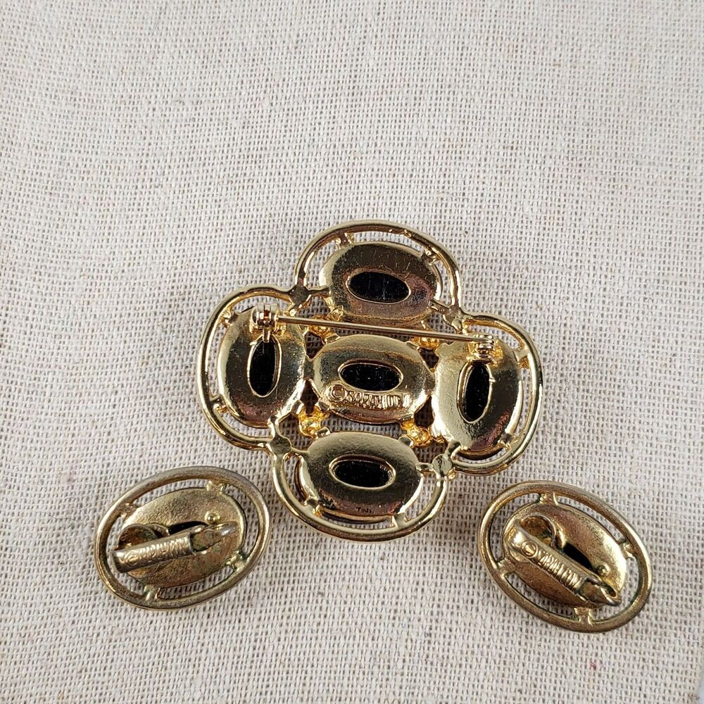 Vtg 1968 Sarah Coventry Light of the East Mosaic Brooch Clip Earrings Set MCM - Picture 12 of 16